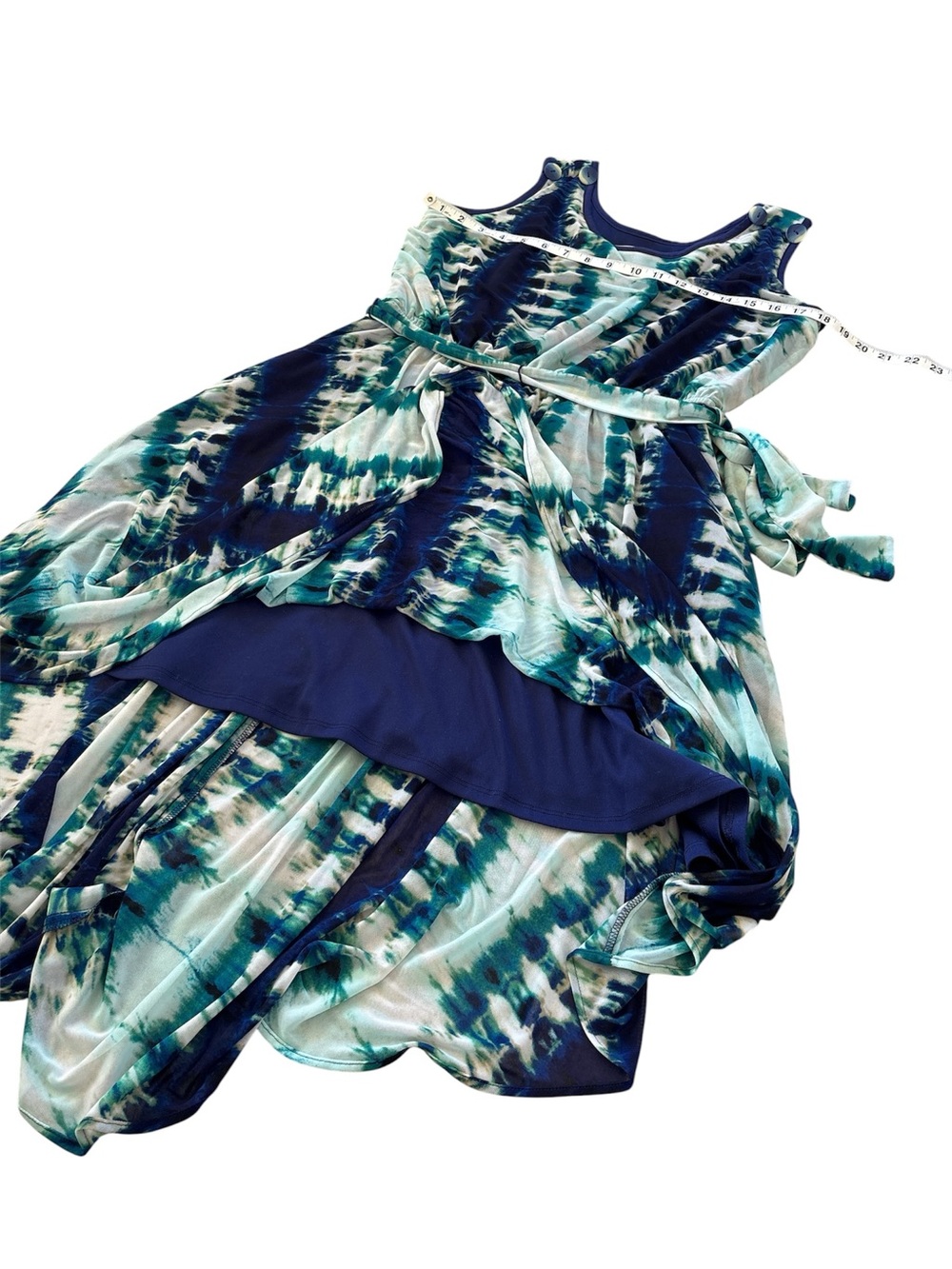 SOHO Apparel Blue Tie Dye Sleeveless Midi Dress Large - Picture 10 of 10